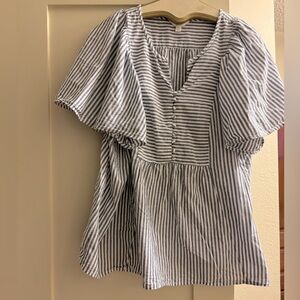 Terra Sky 1X Gray and White Striped top
